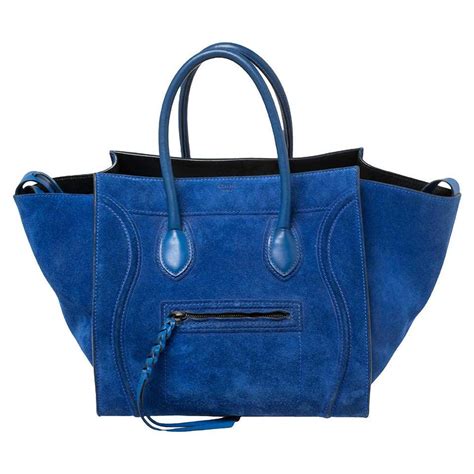 celine phantom bag blue suede